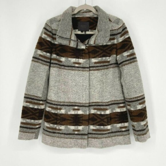 PAIGE HAYLYNN Coat Size Small Heather Grey/Custard/Dark Brown Wool‎ Blend - Picture 3 of 12
